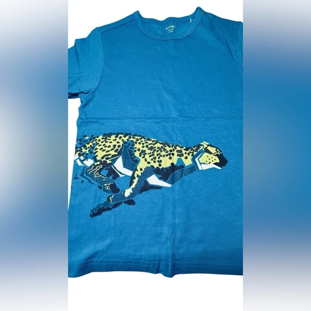 Gymgo Blue Cheetah Graphic Tee – Size M (7–8)
